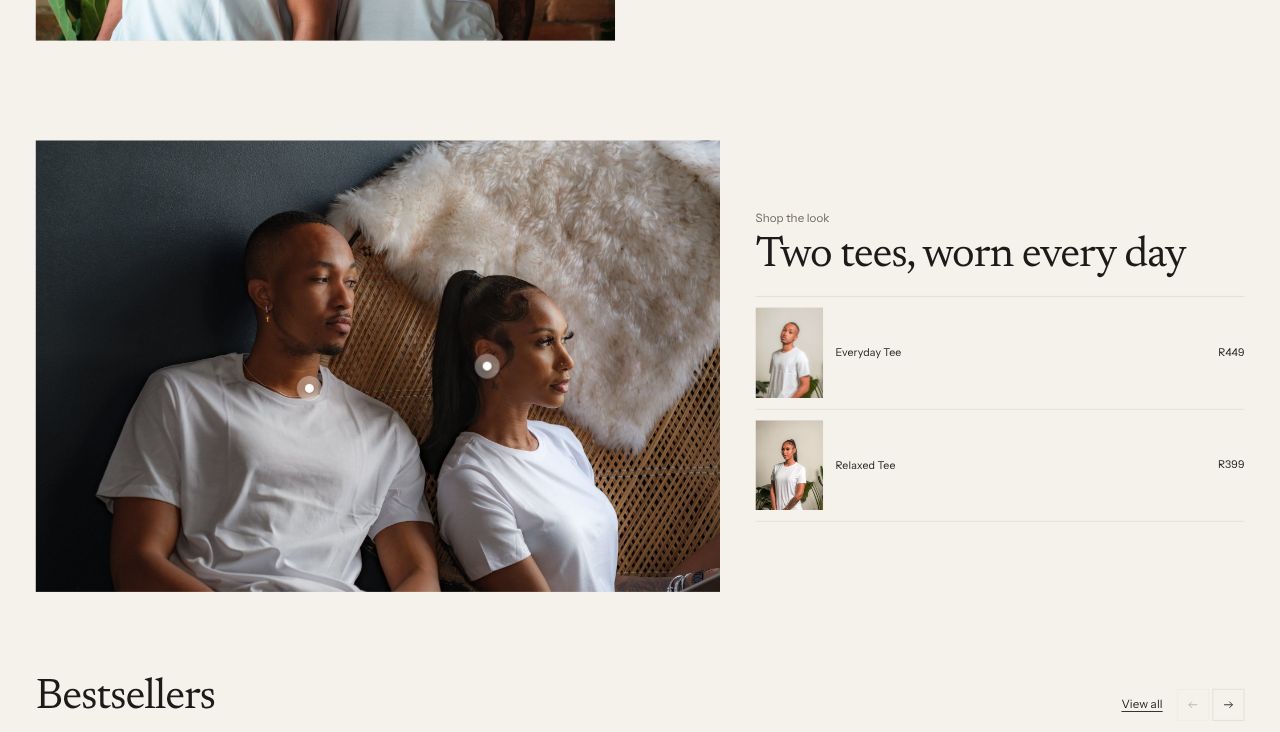 Style the whole look in the Seam Shopify theme