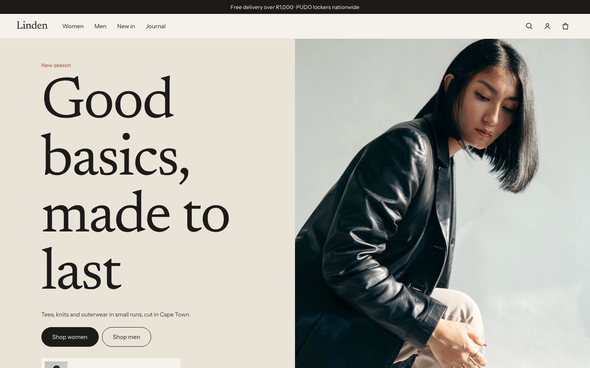 The Seam Shopify theme for clothing brands on a laptop